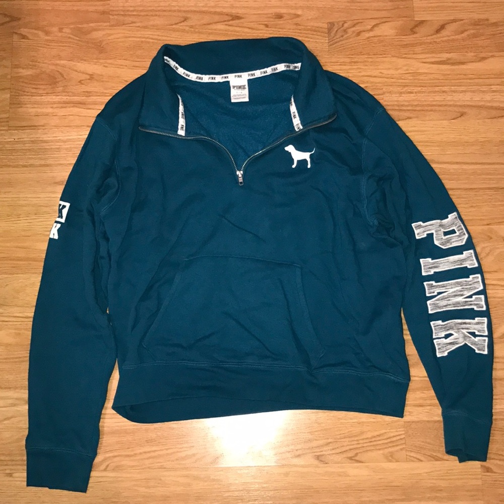 Love pink quarter zip sweatshirt